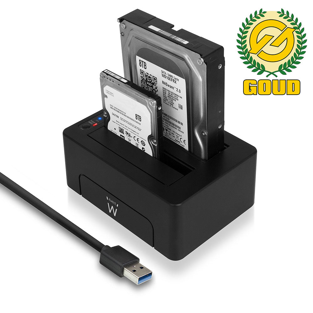 Ewent - EW7014 base de conexión para disco duro USB 3.2 Gen 1 (3.1 Gen 1) Type-A Negro