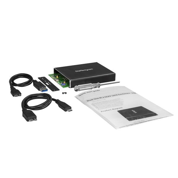 StarTech.com - Caja de Dos Bahías M.2 NGFF - USB 3.1 (10Gbps) - RAID - Caja Externa USB-C y USB-A de Aluminio