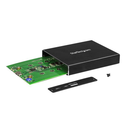 StarTech.com - Caja de Dos Bahías M.2 NGFF - USB 3.1 (10Gbps) - RAID - Caja Externa USB-C y USB-A de Aluminio