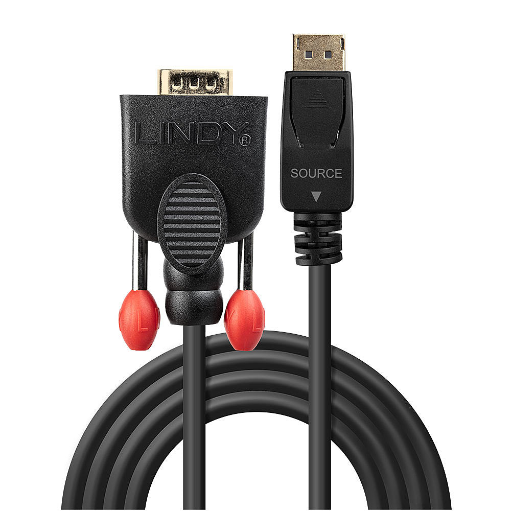 Lindy - 41941 adaptador de cable de vídeo 1 m DisplayPort VGA (D-Sub) Negro