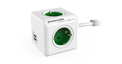 Power Cube - 8718444087014 base múltiple 4 salidas AC Exterior Verde  Blanco