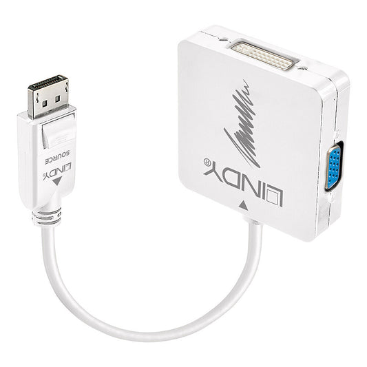 Lindy - 41028 adaptador de cable de vídeo DisplayPort DVI-D + VGA (D-Sub) + HDMI Negro