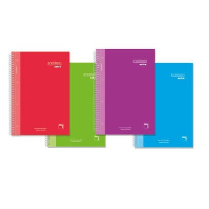 Pacsa - PACSA CUADERNO PREMIUM EXTRA 80H FOLIO 90GR 4X4MM C/M T/EXTRADURA PACK 4 UD C/SURTIDOS