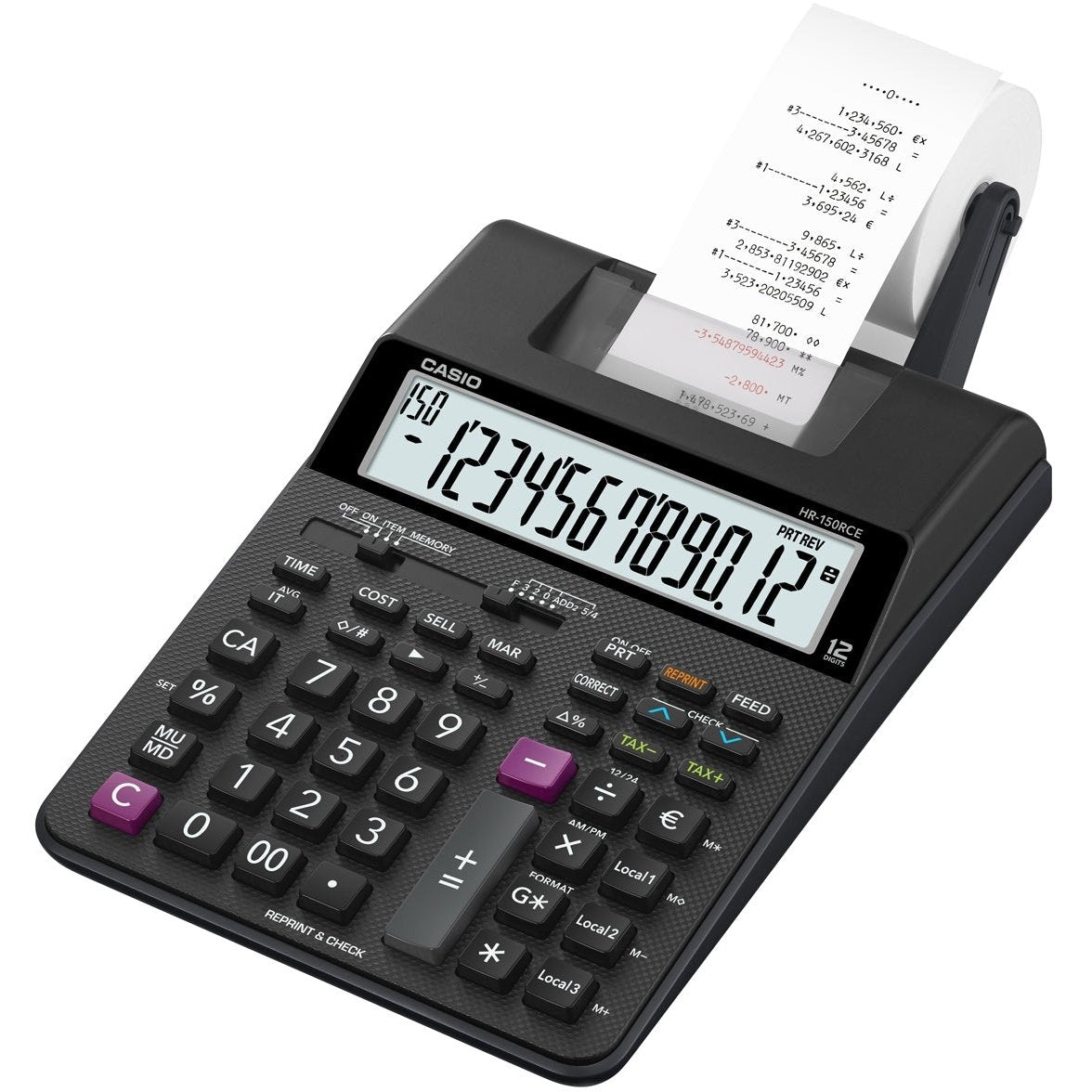 Casio - HR-150RCE calculadora Escritorio Calculadora de impresión Negro