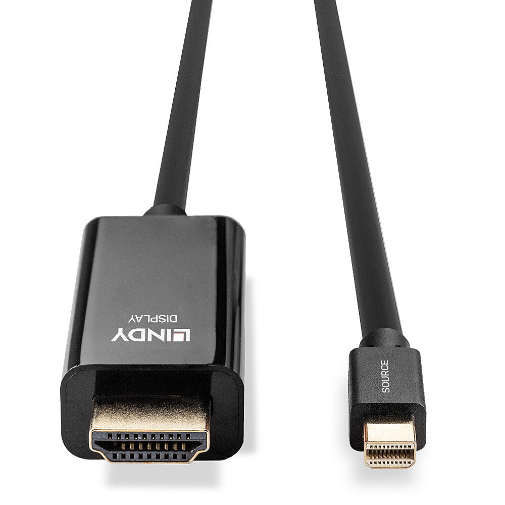 Lindy - 36928 adaptador de cable de vídeo 3 m Mini DisplayPort HDMI tipo A (Estándar) Negro