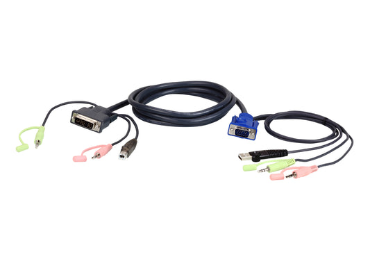 ATEN - VGA USB to DVI KVM Cable 3m cable para video  teclado y ratón (kvm) Negro  Azul  Verde  Rosa