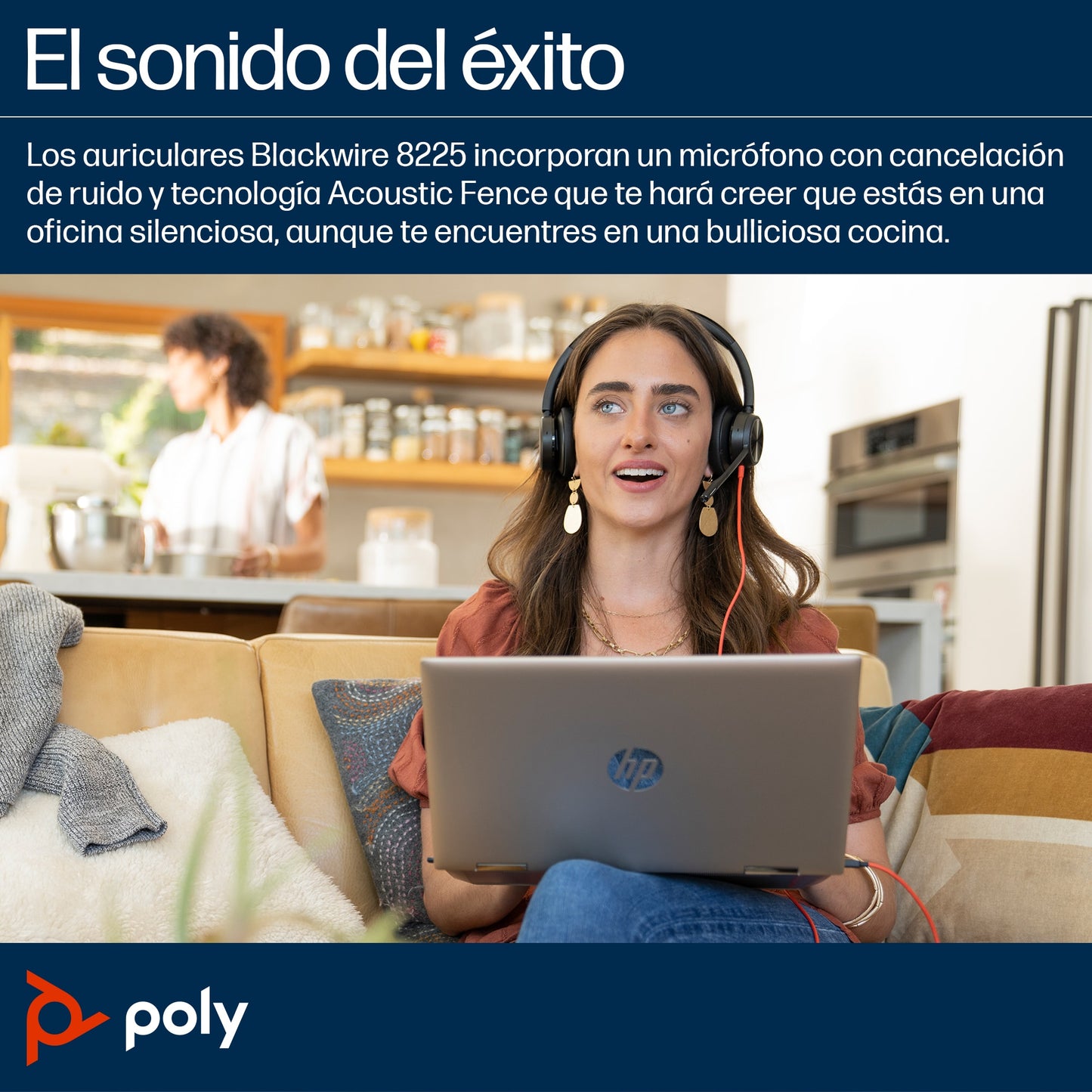 POLY - Auriculares estéreo Blackwire 8225 USB-C + Adaptador USB-C/A