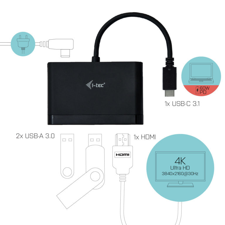 i-tec - USB C HDMI Travel Adapter PD/Data