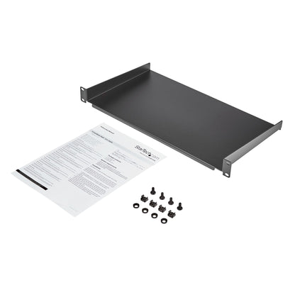 StarTech.com - Bandeja Estante de 1U para Armario Rack de Servidores - de 10 Pulgadas (254mm) de Profundidad - en Acero de Servicio Pesado - con Capacidad de Carga de 20kg - Negro