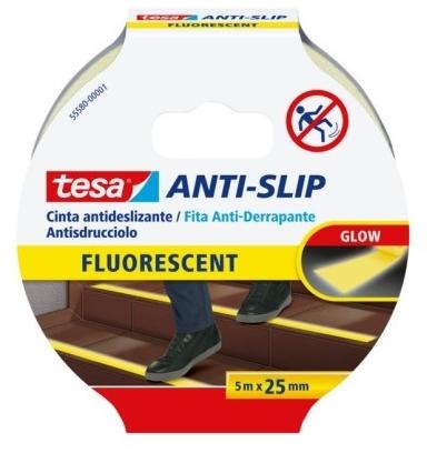 TESA - TESA CINTA ANTIDESLIZANTE ADHESIVA 5M X 25MM FLUORESCENTE AMARILLO