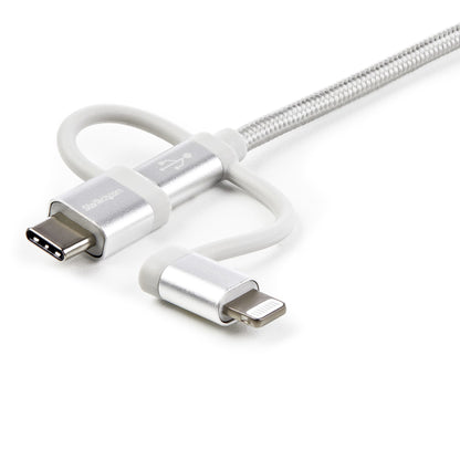 StarTech.com - Cable Trenzado de 1m USB a Lightning USB-C y Micro USB - Cable Cargador para Teléfono Móvil iPhone iPad Tablet