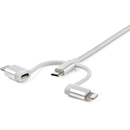 StarTech.com - Cable Trenzado de 1m USB a Lightning USB-C y Micro USB - Cable Cargador para Teléfono Móvil iPhone iPad Tablet