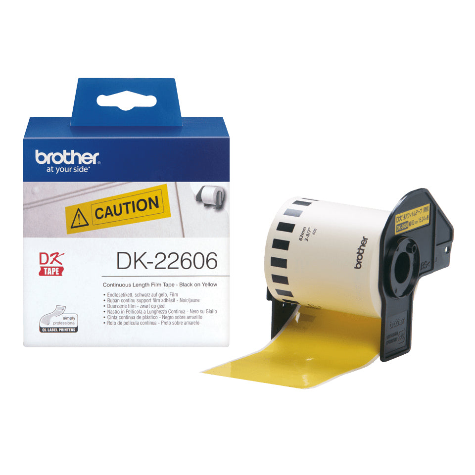 Brother DK-22606 cinta para impresora de etiquetas Negro sobre amarillo