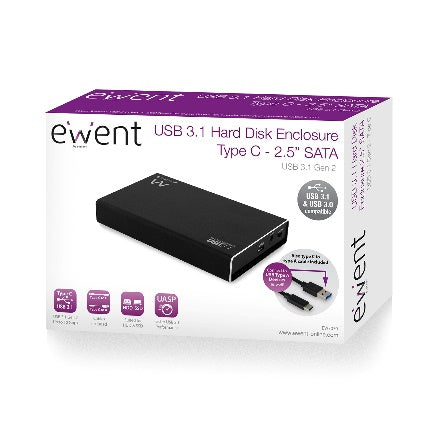 Ewent - EW7070 caja para disco duro externo Carcasa de disco duro/SSD Negro 2.5"