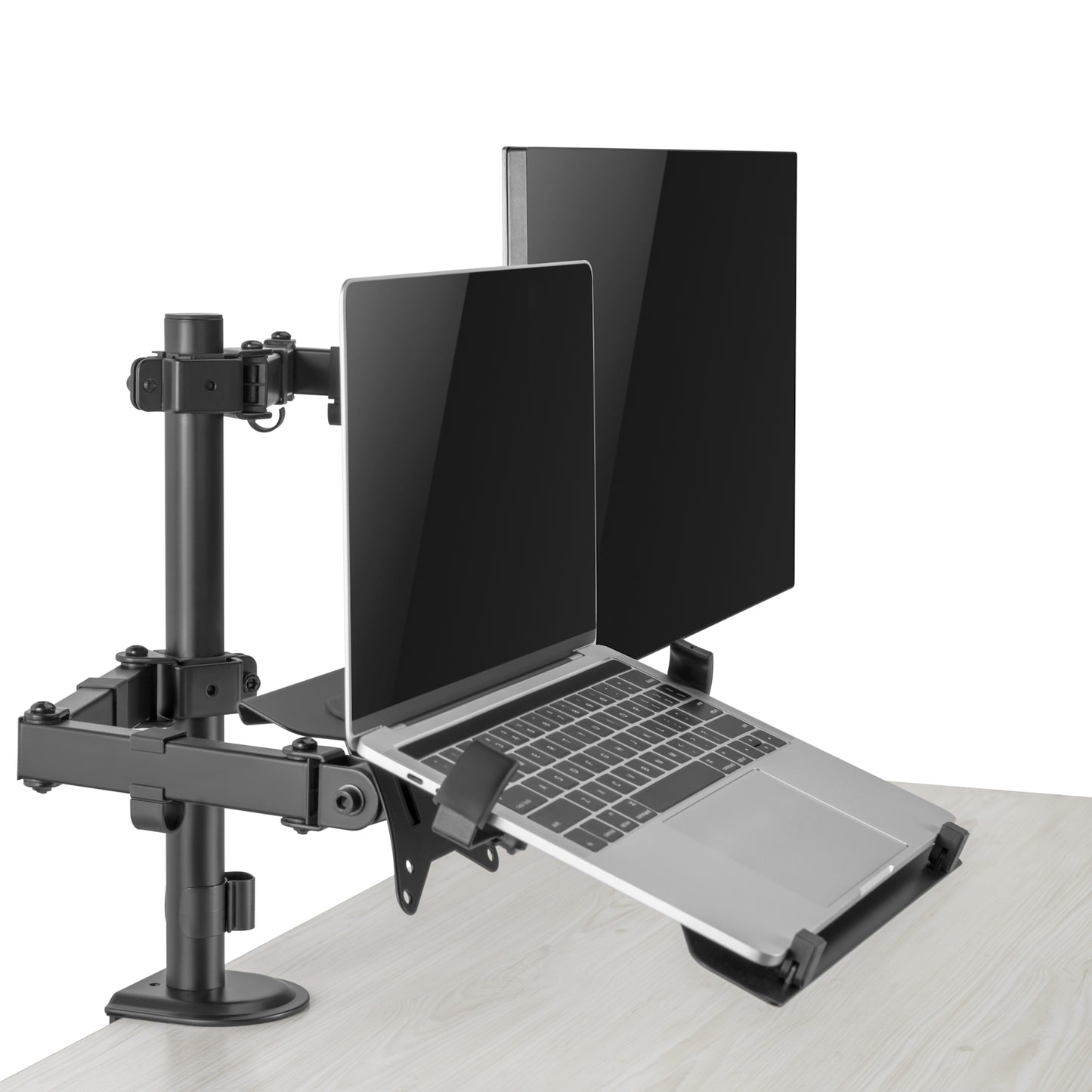 Ewent - EW1519 soporte para ordenador portátil Soporte de mesa con estante para ordenador portátil y brazo para monitor Negro 39 6 cm (15.6")