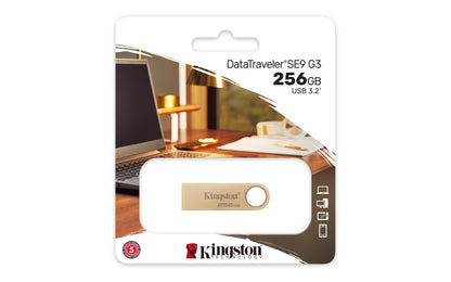 Kingston Technology - DataTraveler SE9 G3 unidad flash USB 256 GB USB tipo A 3.2 Gen 1 (3.1 Gen 1) Oro