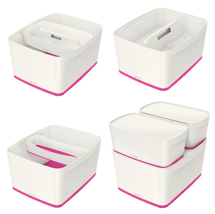 Leitz - MyBox Bandeja de almacenamiento Rectangular Acrilonitrilo butadieno estireno (ABS) Rosa  Blanco