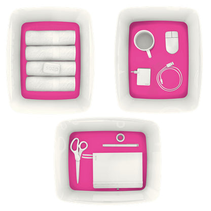 Leitz - MyBox Bandeja de almacenamiento Rectangular Acrilonitrilo butadieno estireno (ABS) Rosa  Blanco