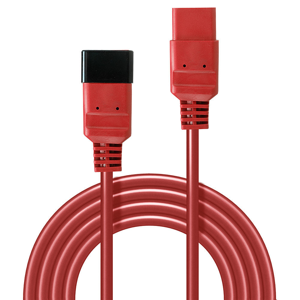 Lindy - 30123 cable de transmisión Rojo 1 m C19 acoplador C20 acoplador