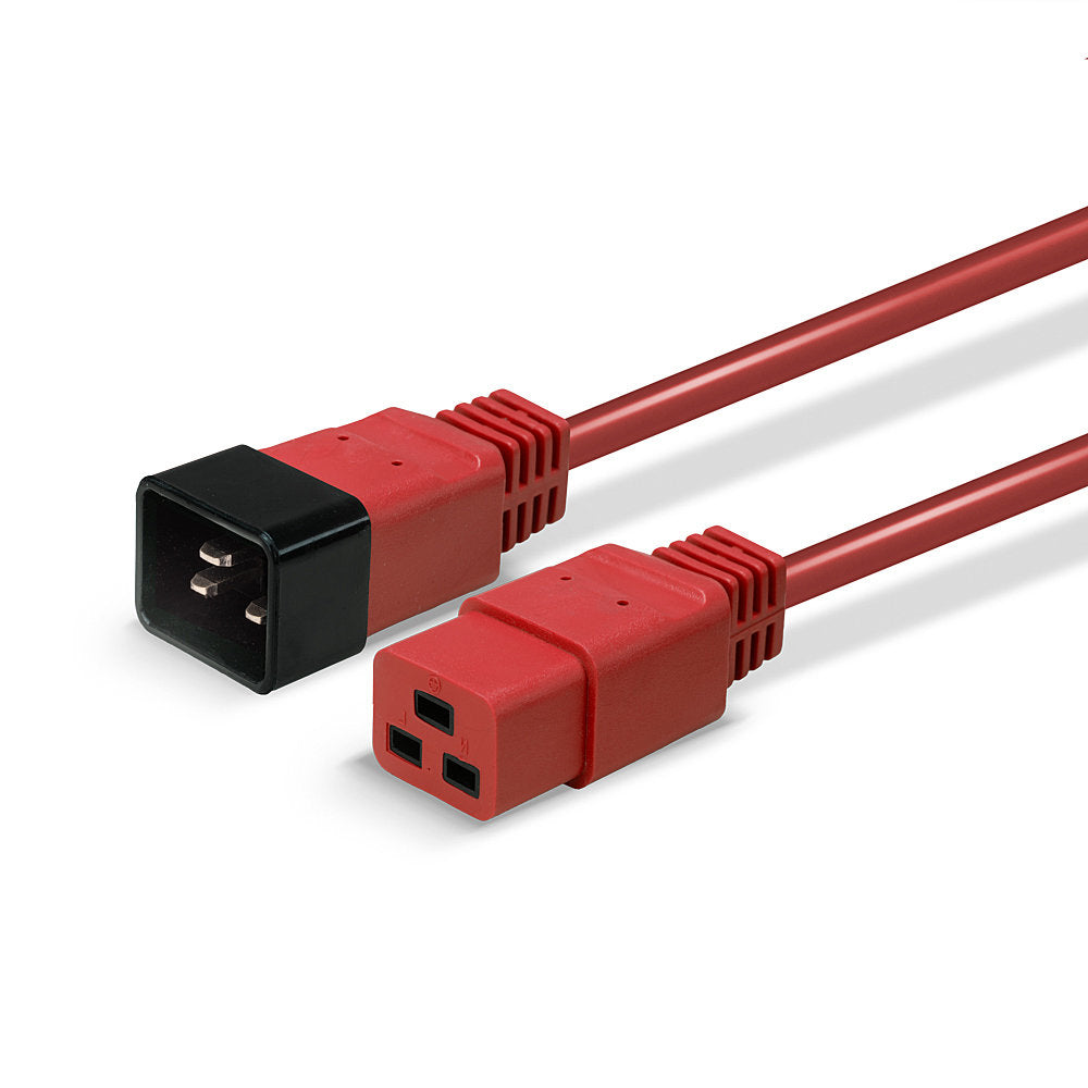 Lindy - 30123 cable de transmisión Rojo 1 m C19 acoplador C20 acoplador