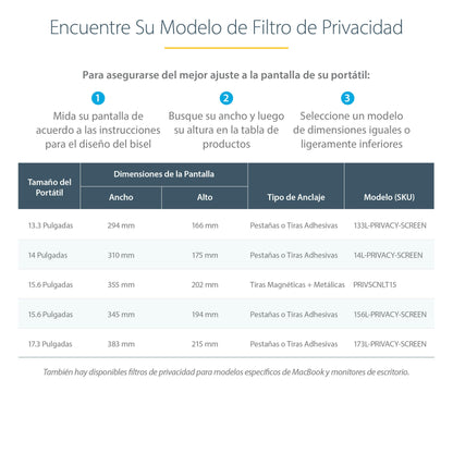 StarTech.com - Filtro de Privacidad para Portátil de 13 3in - Filtro para Monitor para Pantalla Ancha 16:9 - Protector de Pantalla - Reducción de Luz Azul del 51% - Mate/Brillante