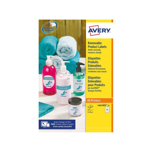 Avery - L4853REV-25 etiqueta de impresora Blanco Etiqueta para impresora autoadhesiva