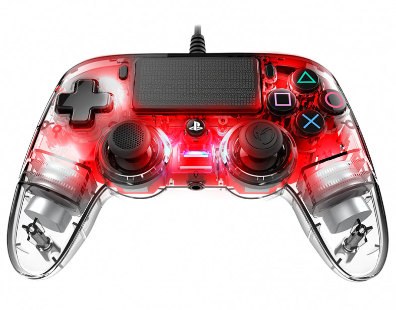 NACON - PS4OFCPADCLRED mando y volante Rojo  Transparente USB Gamepad Analógico/Digital PC  PlayStation 4