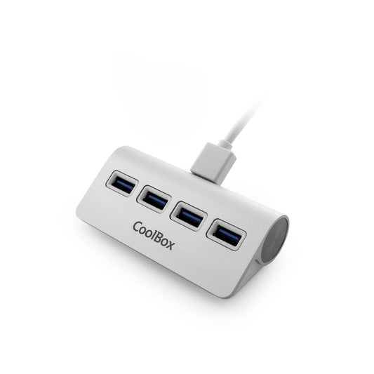 CoolBox - HUBCOO4ALU3 hub de interfaz USB 3.2 Gen 1 (3.1 Gen 1) Type-A 5000 Mbit/s Plata