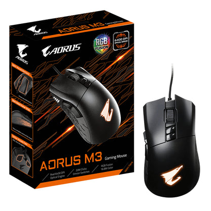 GIGABYTE - AORUS M3 ratón Juego mano derecha USB tipo A Óptico 6400 DPI