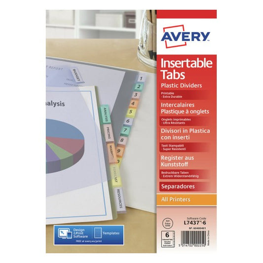 Avery - 05611501 papel para impresora de inyección de tinta A4 (210x297 mm) 6 hojas Colores surtidos