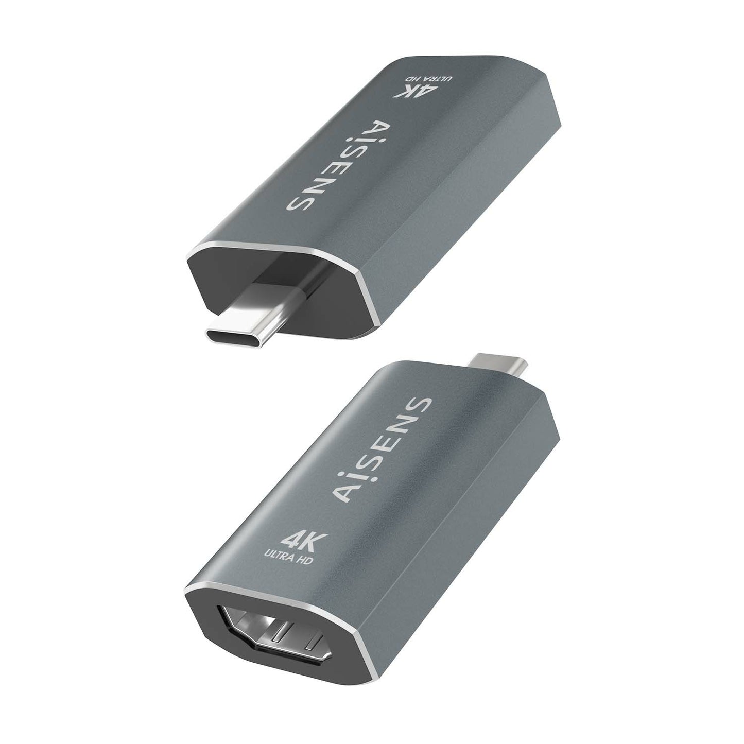 AISENS - Adaptador Conversor Aluminio USB-C a HDMU 4K@60Hz  USB-C/M-HDMI/H  Gris