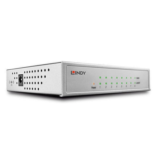 Lindy - 25045 switch Gestionado Gigabit Ethernet (10/100/1000) Energía sobre Ethernet (PoE) Plata