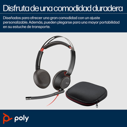 POLY - Auriculares Blackwire 5220 estéreo USB-C + conector de 3 5 mm + adaptador USB-C/A (paquete)