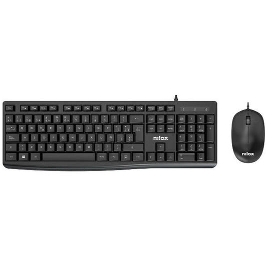 Nilox - NXKME0012 teclado Ratón incluido Universal USB QWERTY Español Negro