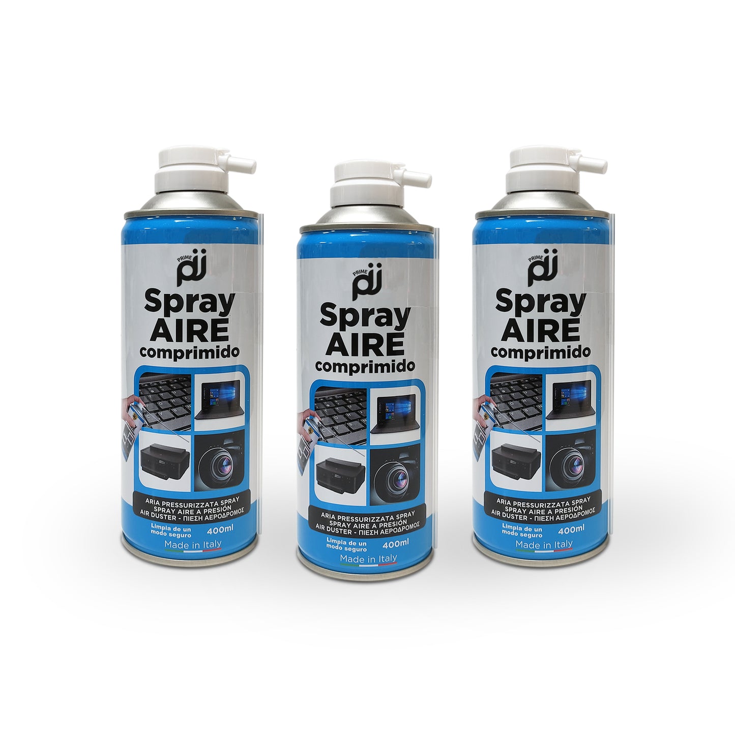 PRIME JJ - Pack 3 Spray de Aire Comprimido 400ml para Limpiar Herramientas y Equipos Electrónicos