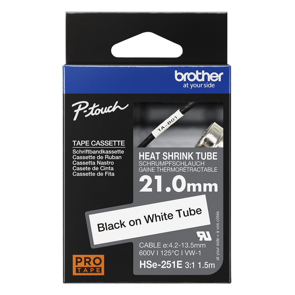 Brother HSE-251E cinta para impresora de etiquetas Negro sobre blanco