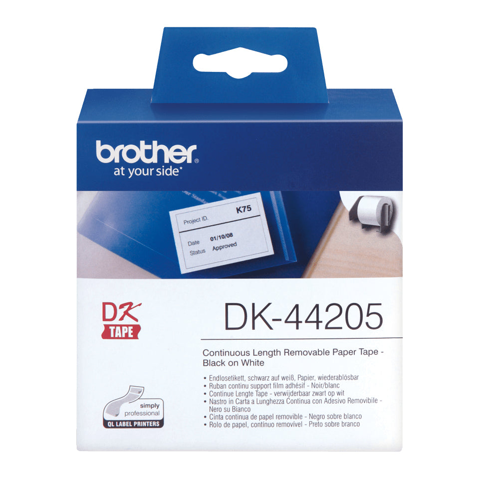 Brother DK-44205 cinta para impresora de etiquetas Negro sobre blanco