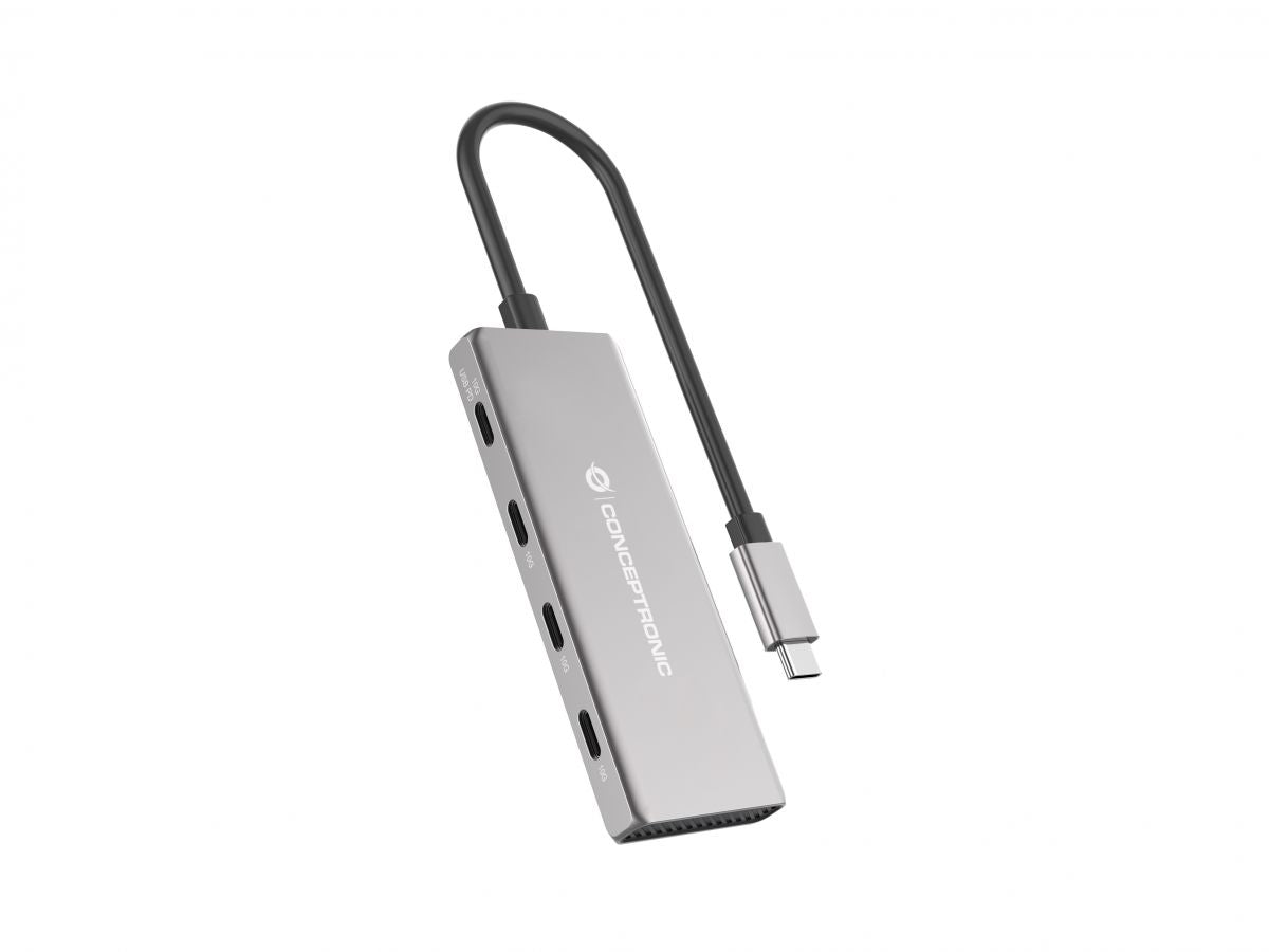 Conceptronic - HUBBIES16G hub de interfaz USB 3.2 Gen 2 (3.1 Gen 2) Type-C 10000 Mbit/s Gris