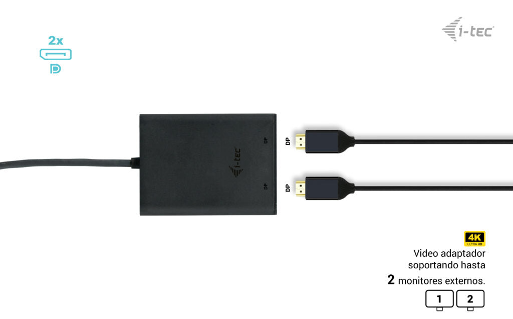 i-tec - USB-C Dual 4K/60Hz (single 8K/30Hz) DP Video Adapter