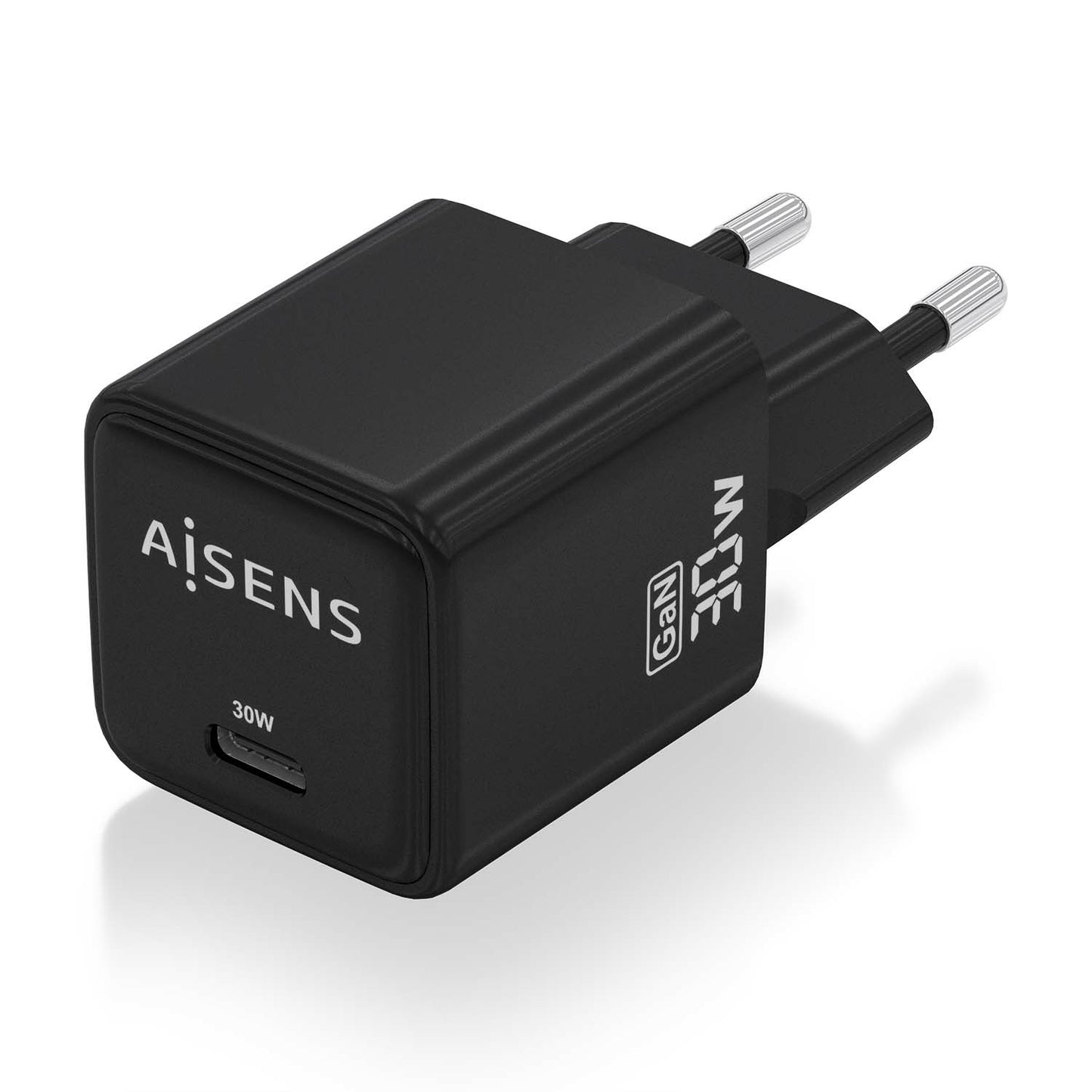 AISENS - Cargador Gan 30W  1xUSB-C PD3.0 QD4.0  Negro