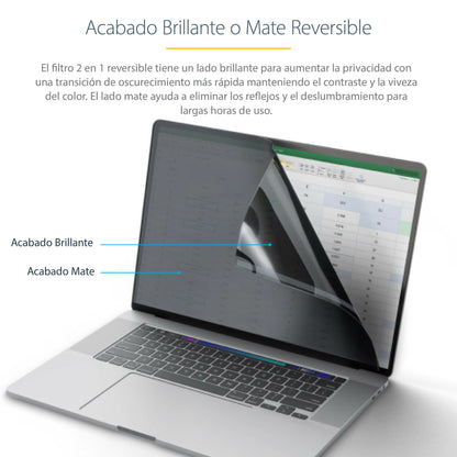 StarTech.com - Filtro de Privacidad para Macbook Pro 21/23 o Portátiles de 14" - Mate - Antirreflectante - Anti Luz Azul - 51% de Reducción de Luz Azul - Protector de Pantalla