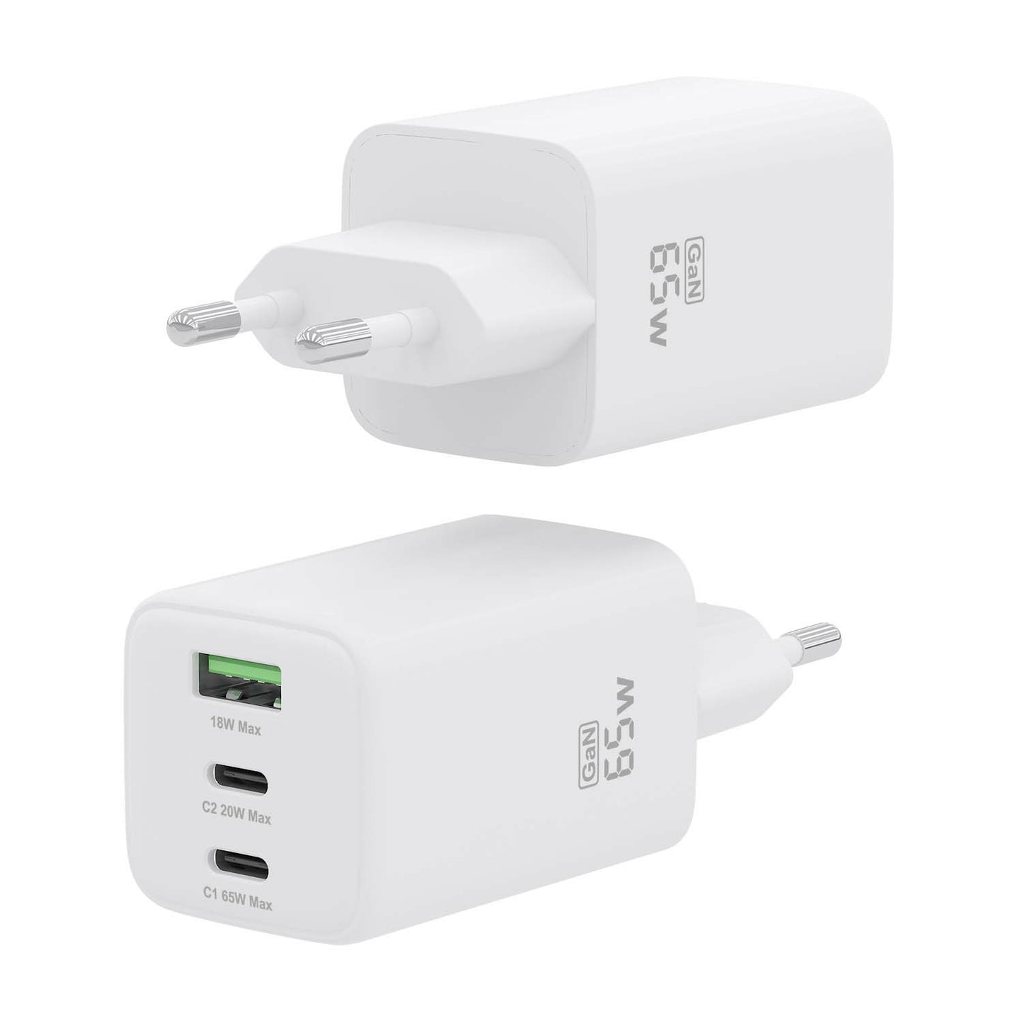 AISENS - Cargador Gan 65W  2xUSB-C PD3.0 QC4.0  1xUSB-A QC3.0  Blanco