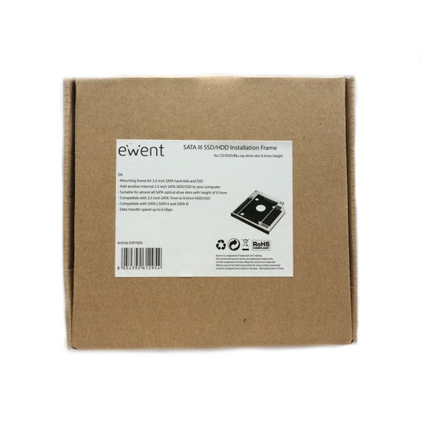 Ewent - EW7003 Acrilonitrilo butadieno estireno (ABS)  Aluminio Negro  Blanco funda para disco duro externo