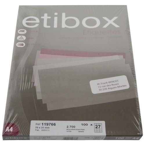 Etibox - ETIQUETAS ADH.IMPR. ETIBOX A4 BLANCA CAJ