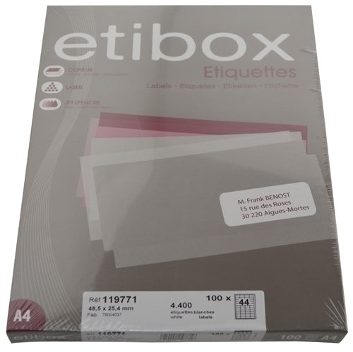 Etibox - ETIQUETAS ADH.IMPR. ETIBOX A4 BLANCA CAJ