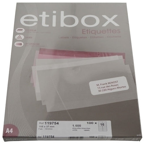 Etibox - ETIQUETAS ADH.IMPR. ETIBOX A4 BLANCA CAJ