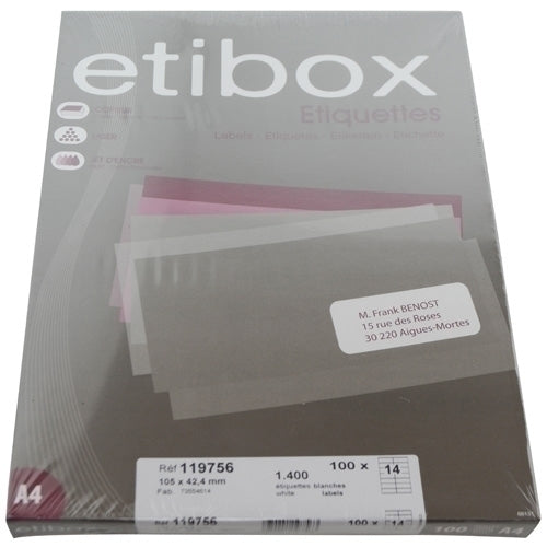 Etibox - ETIQUETAS ADH.IMPR. ETIBOX A4 BLANCA CAJ