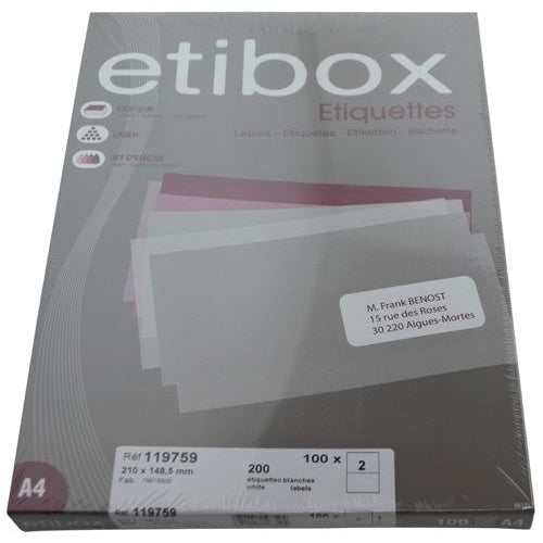 Etibox - ETIQUETAS ADH.IMPR. ETIBOX A4 BLANCA CAJ