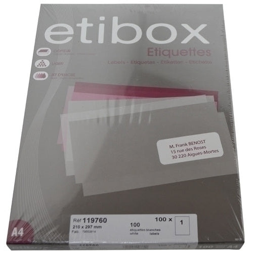 Etibox - ETIQUETAS ADH.IMPR. ETIBOX A4 BLANCA CAJ