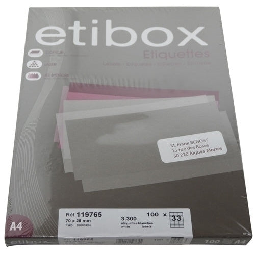 Etibox - ETIQUETAS ADH.IMPR. ETIBOX A4 BLANCA CAJ